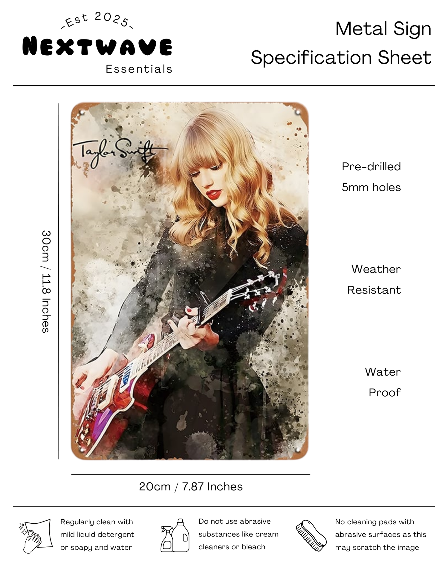 Taylor Swift Vintage Artistic Portrait – Metal Sign