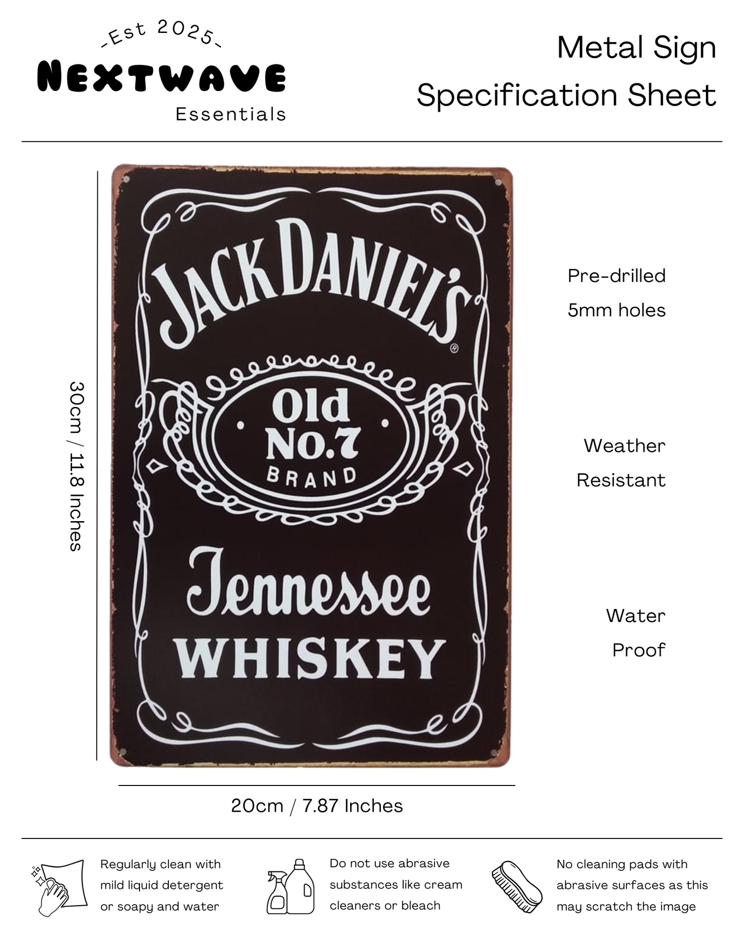 Jack Daniel's Tennessee Whiskey vintage-style - Metal sign