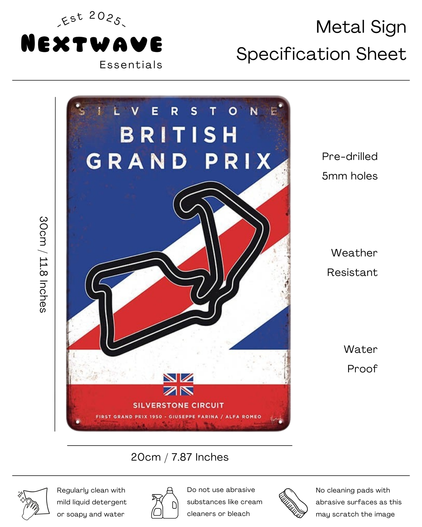 British Grand Prix Silverstone Circuit Racing Art – Metal Sign