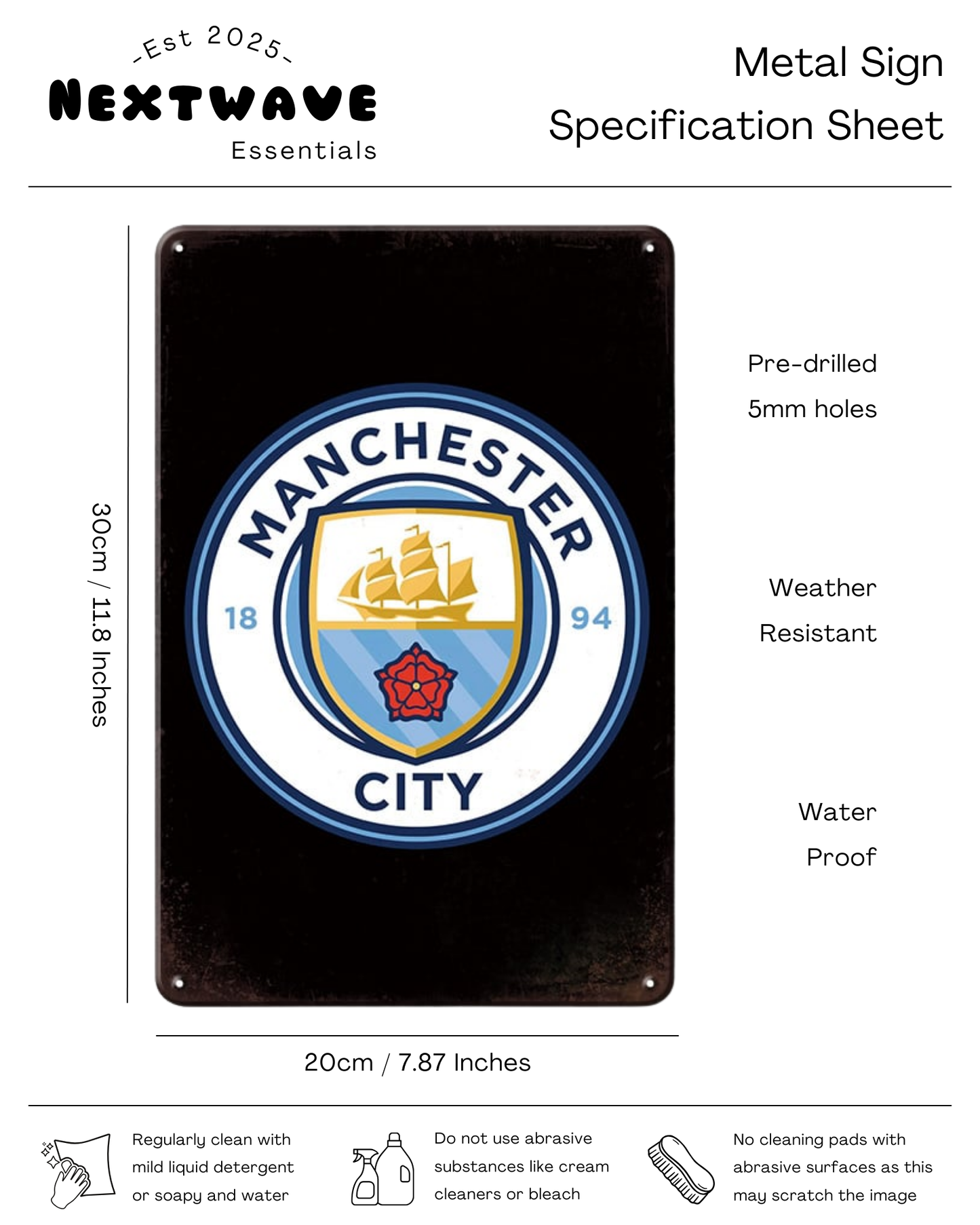 Manchester City FC Logo Sign – Metal Sign