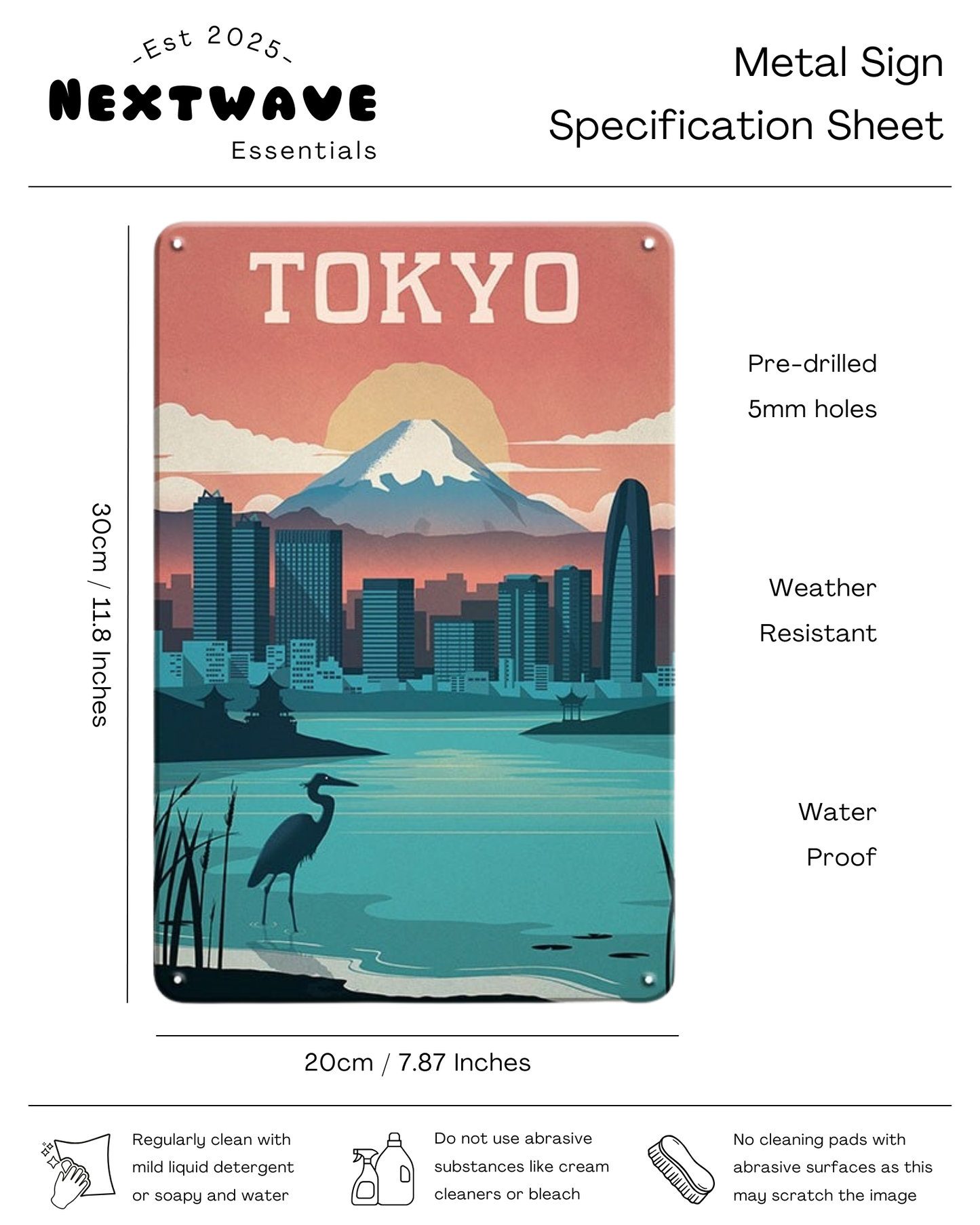 Tokyo Skyline Artwork - Metal Sign