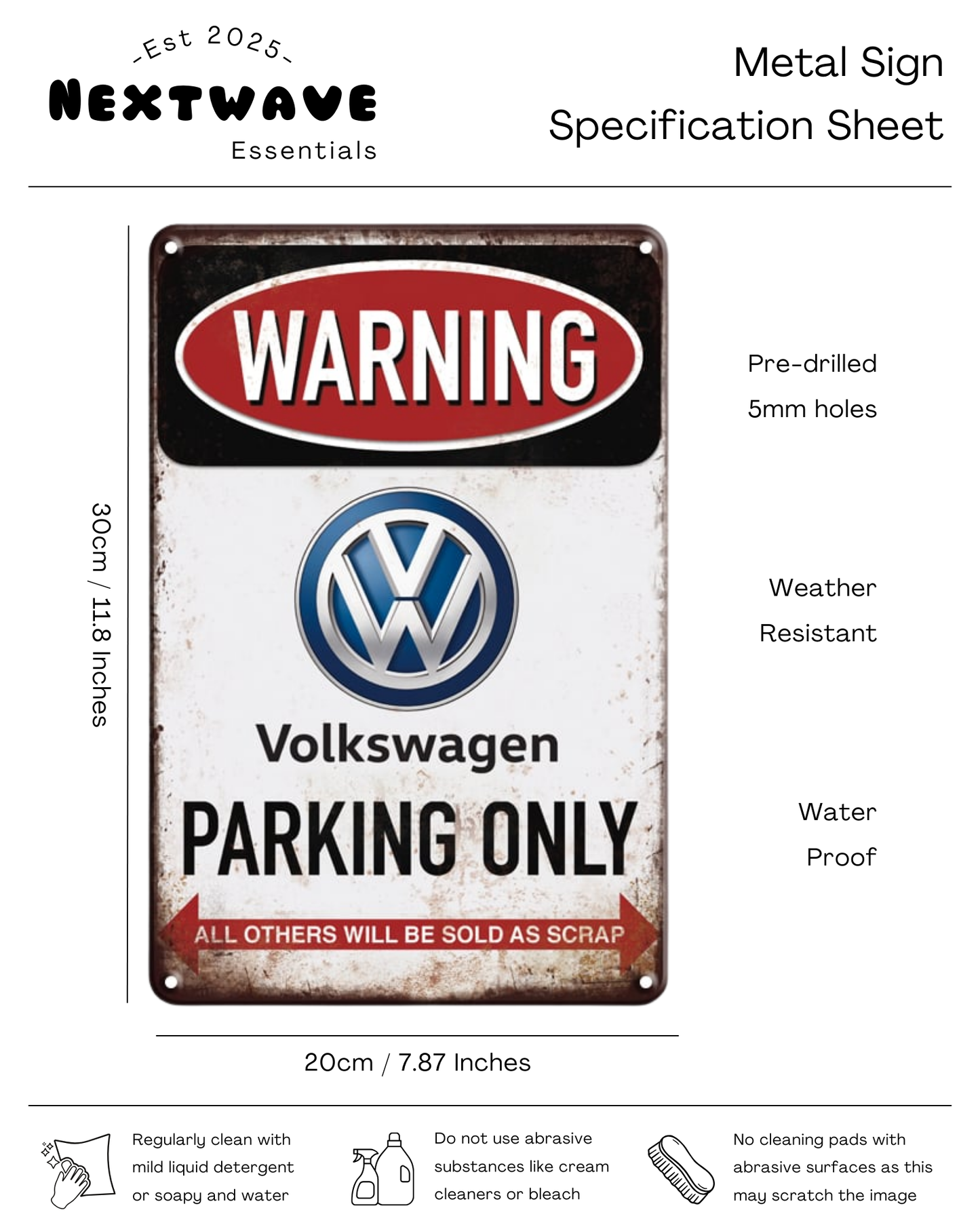 Volkswagen Parking Only - Metal sign