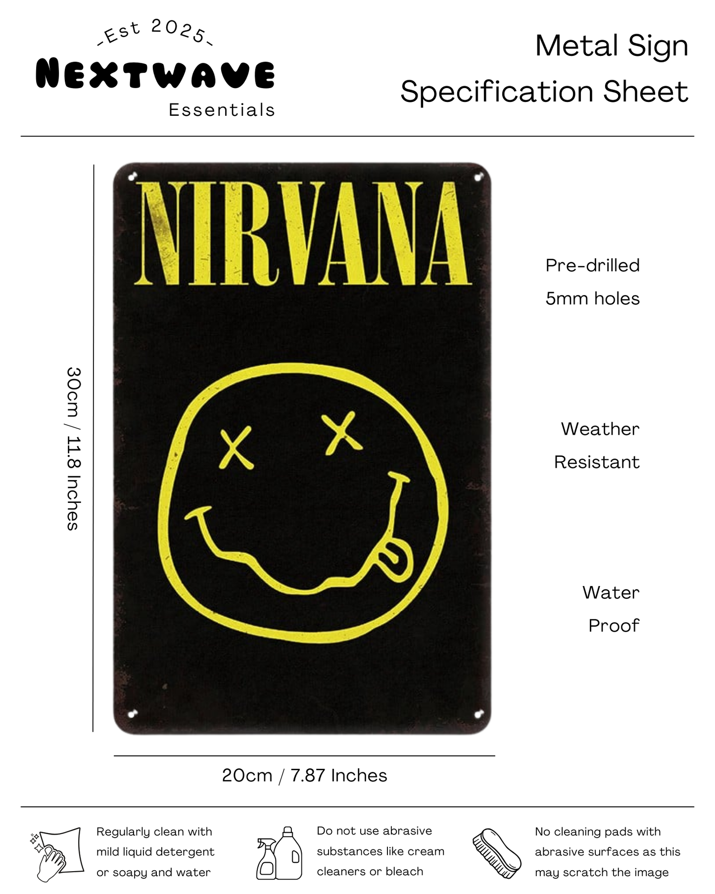 Nirvana Smiley Face Logo - Metal Sign