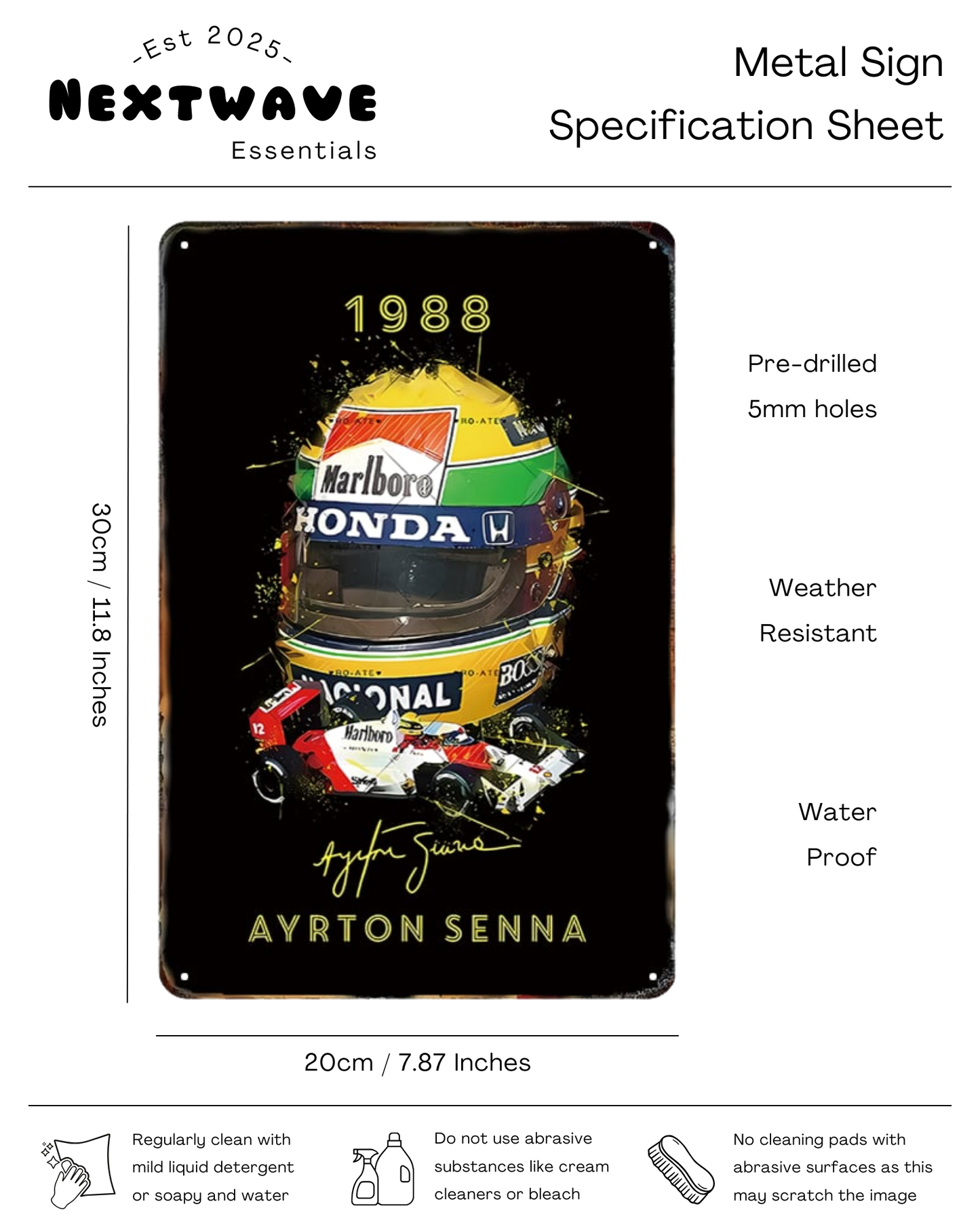 Ayrton Senna 1988 McLaren Honda F1 Champion Tribute – Metal Sign