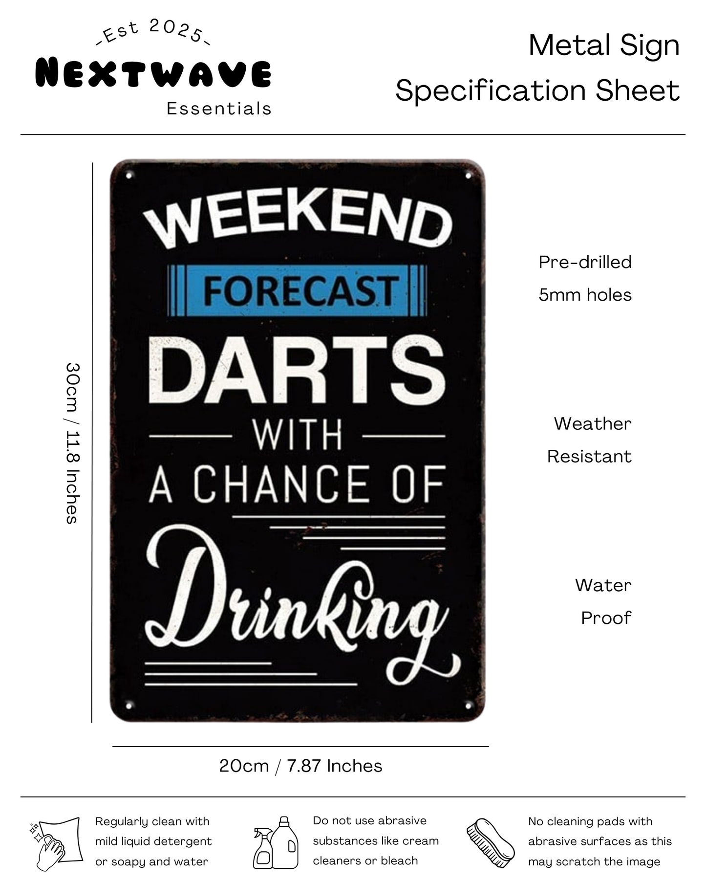 Weekend Forecast: Darts with a Chance of Drinking - Metal Sign