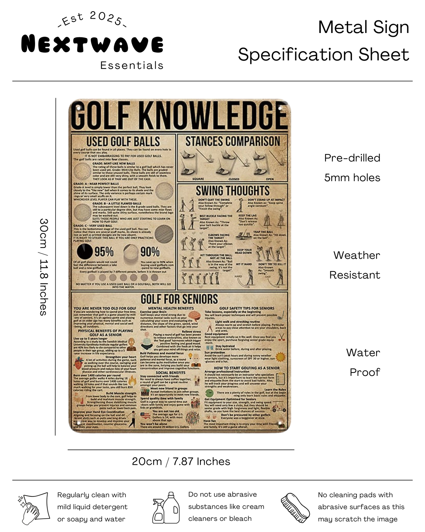 Golf Knowledge Guide - Metal Sign