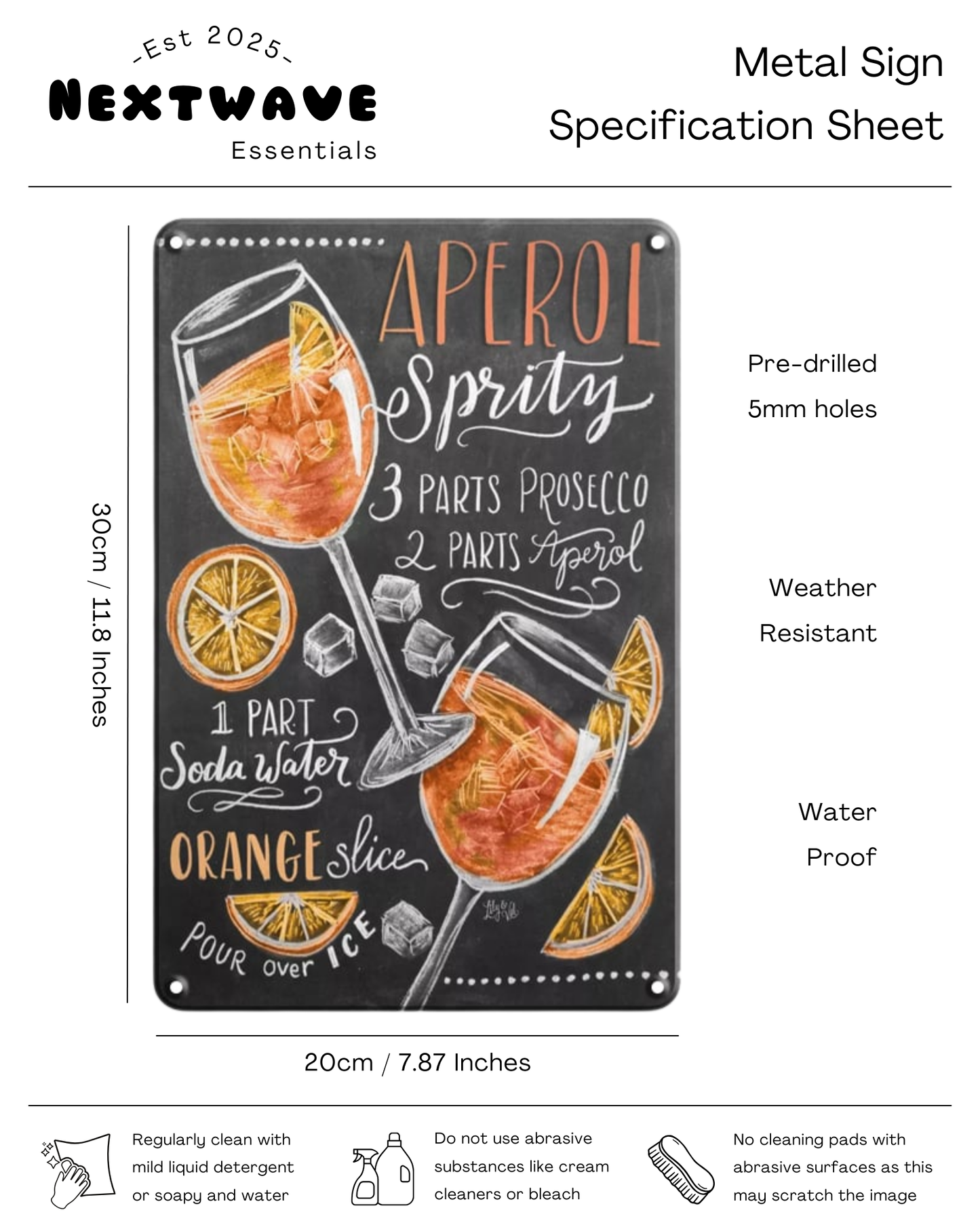 Aperol Spritz Recipe - Metal Sign