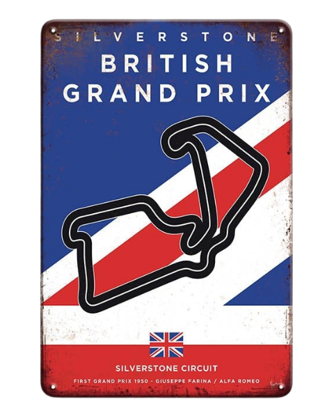 British Grand Prix Silverstone Circuit Racing Art – Metal Sign