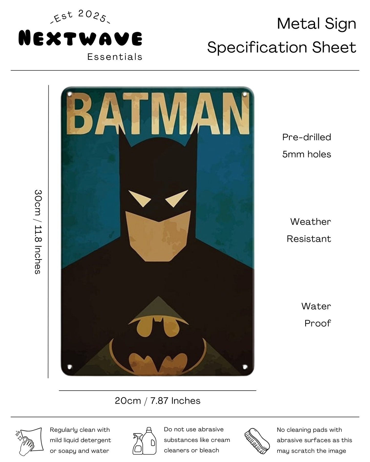 Batman Minimalist Vintage Wall Art – Metal Sign