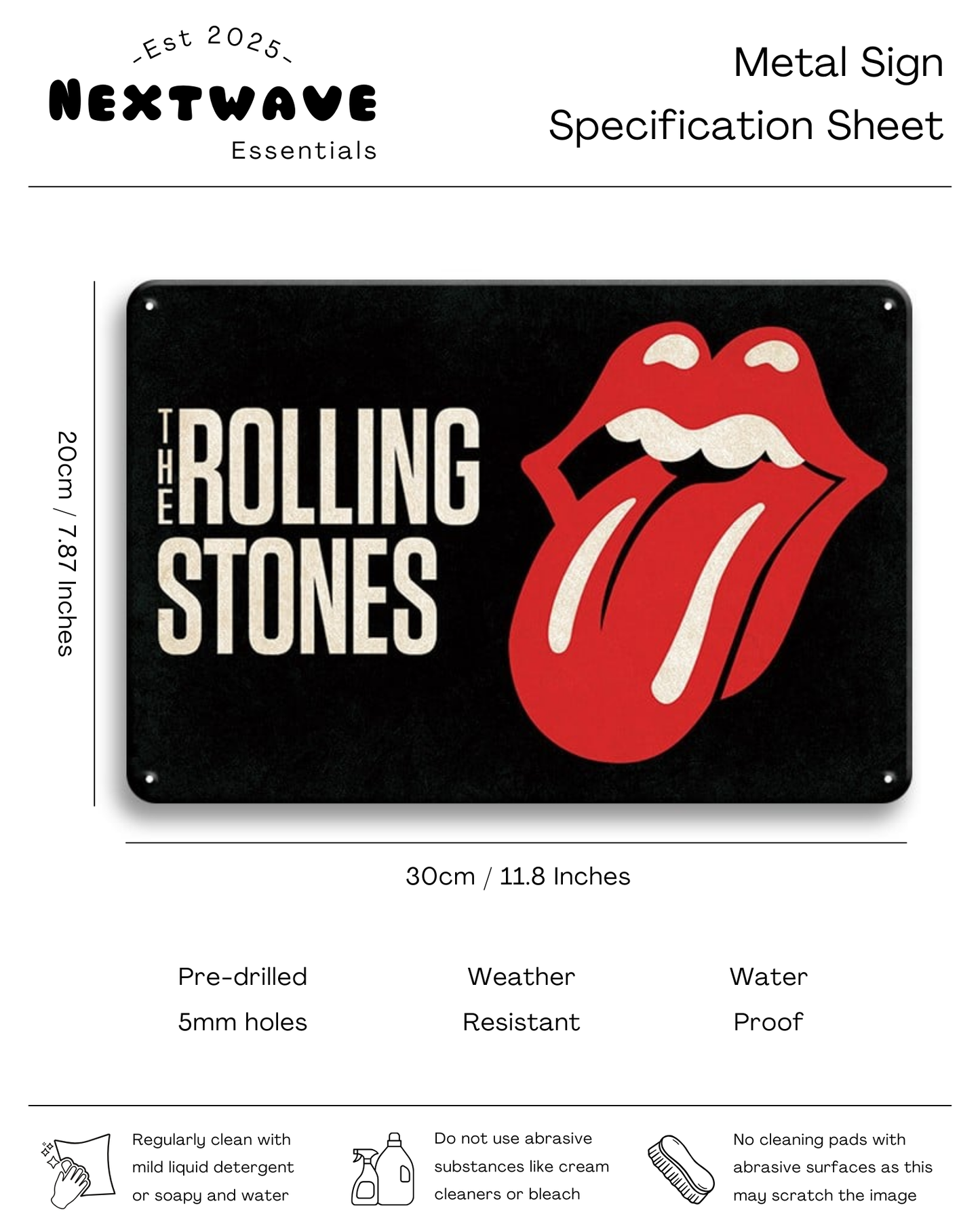 The Rolling Stones Tongue Logo Classic Rock Art – Metal Sign