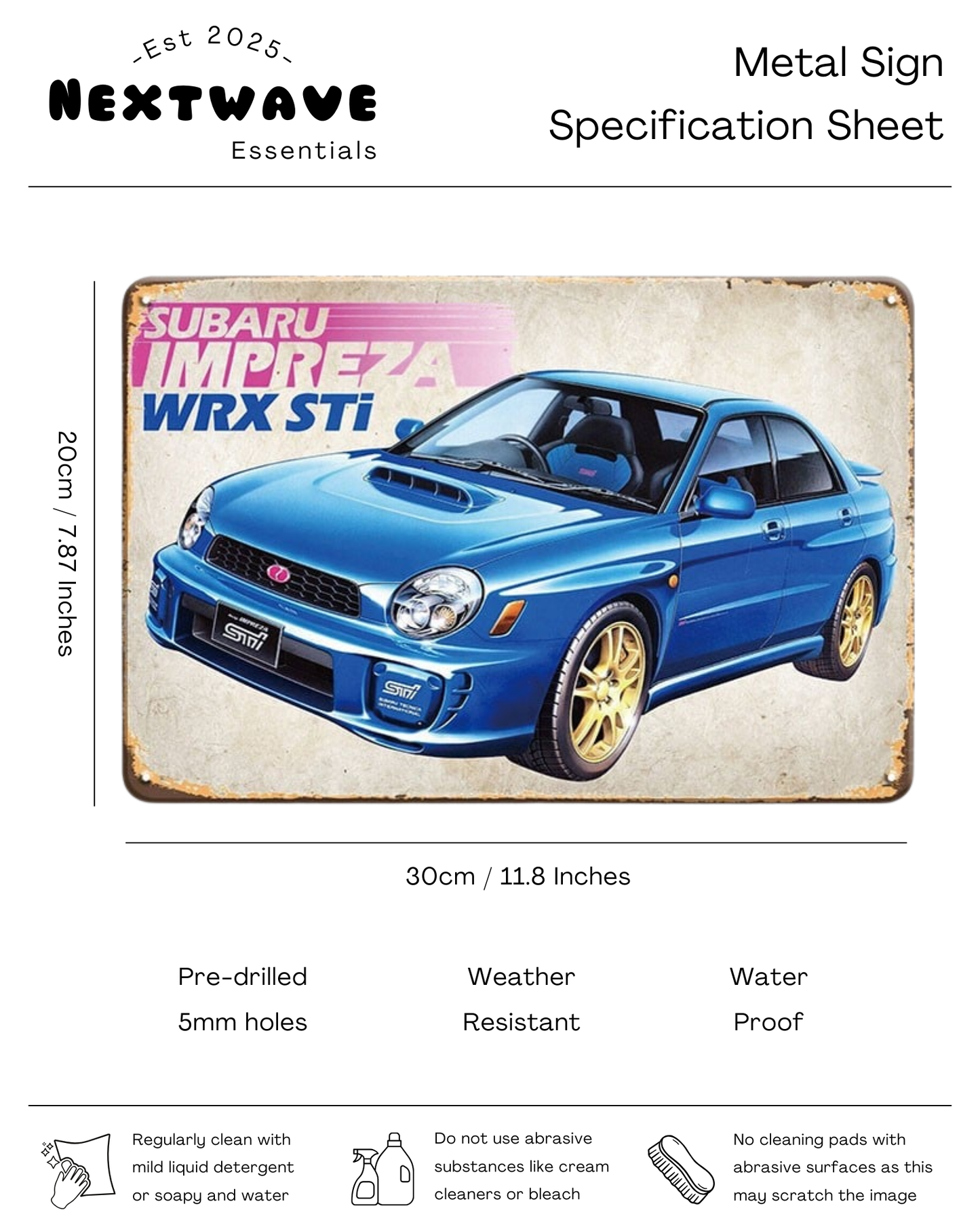 Subaru Impreza WRX STI JDM Rally Legend – Metal Sign