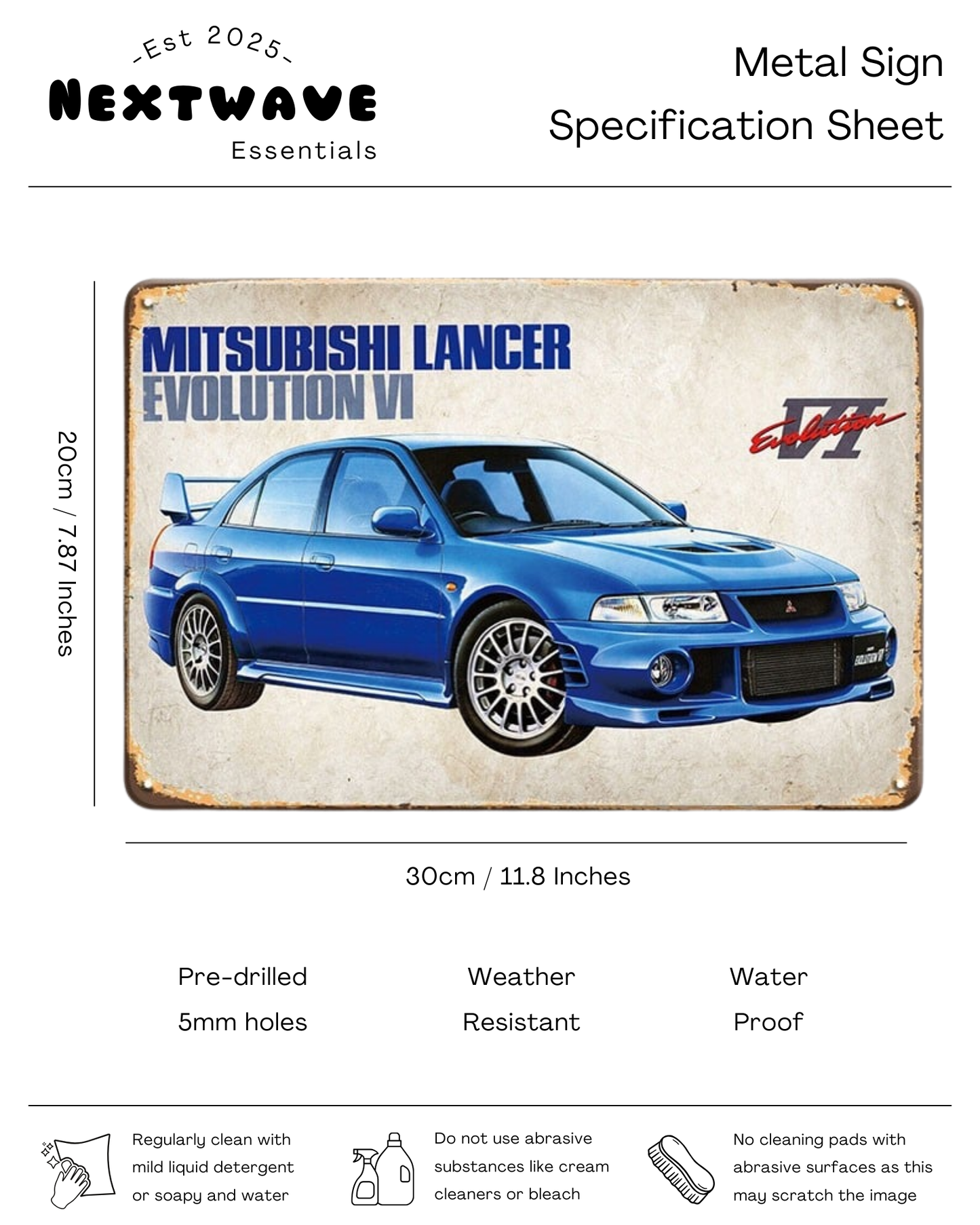 Mitsubishi Lancer Evolution VI Classic JDM Art – Metal Sign