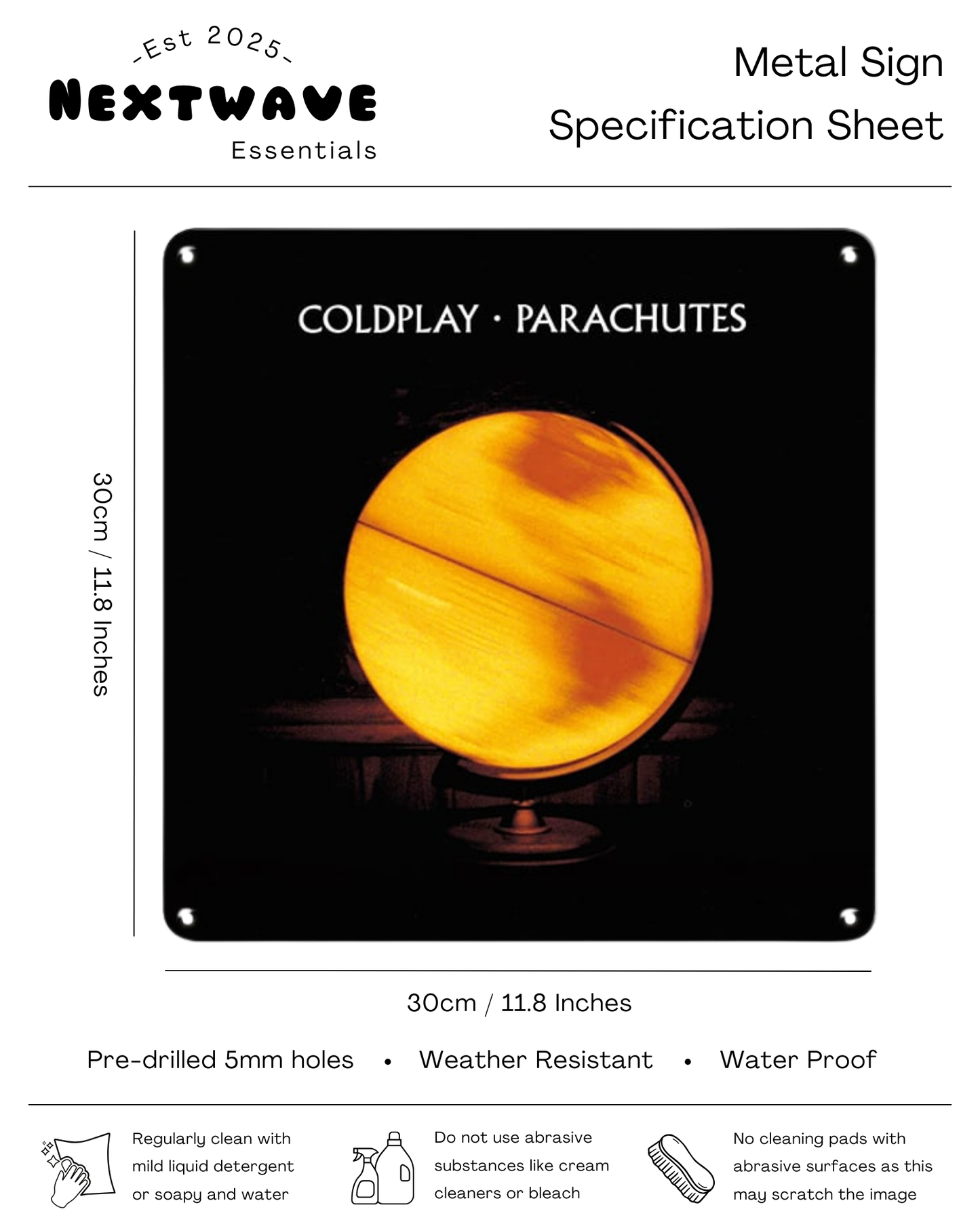 Parachutes Album Art - Metal Sign
