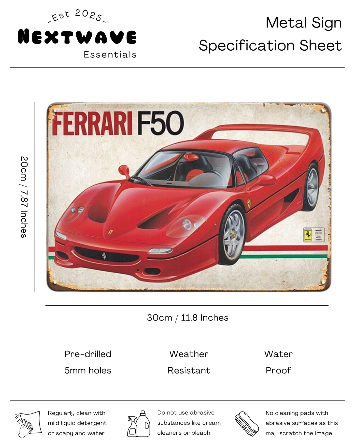 Ferrari F50 Supercar β Metal Sign