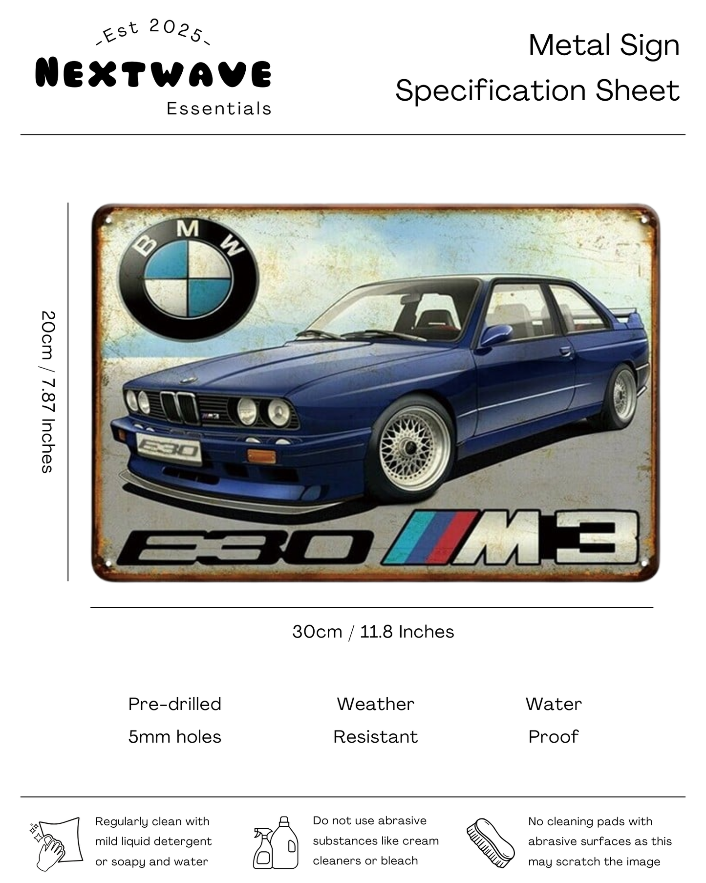 BMW E30 M3 β Metal Sign