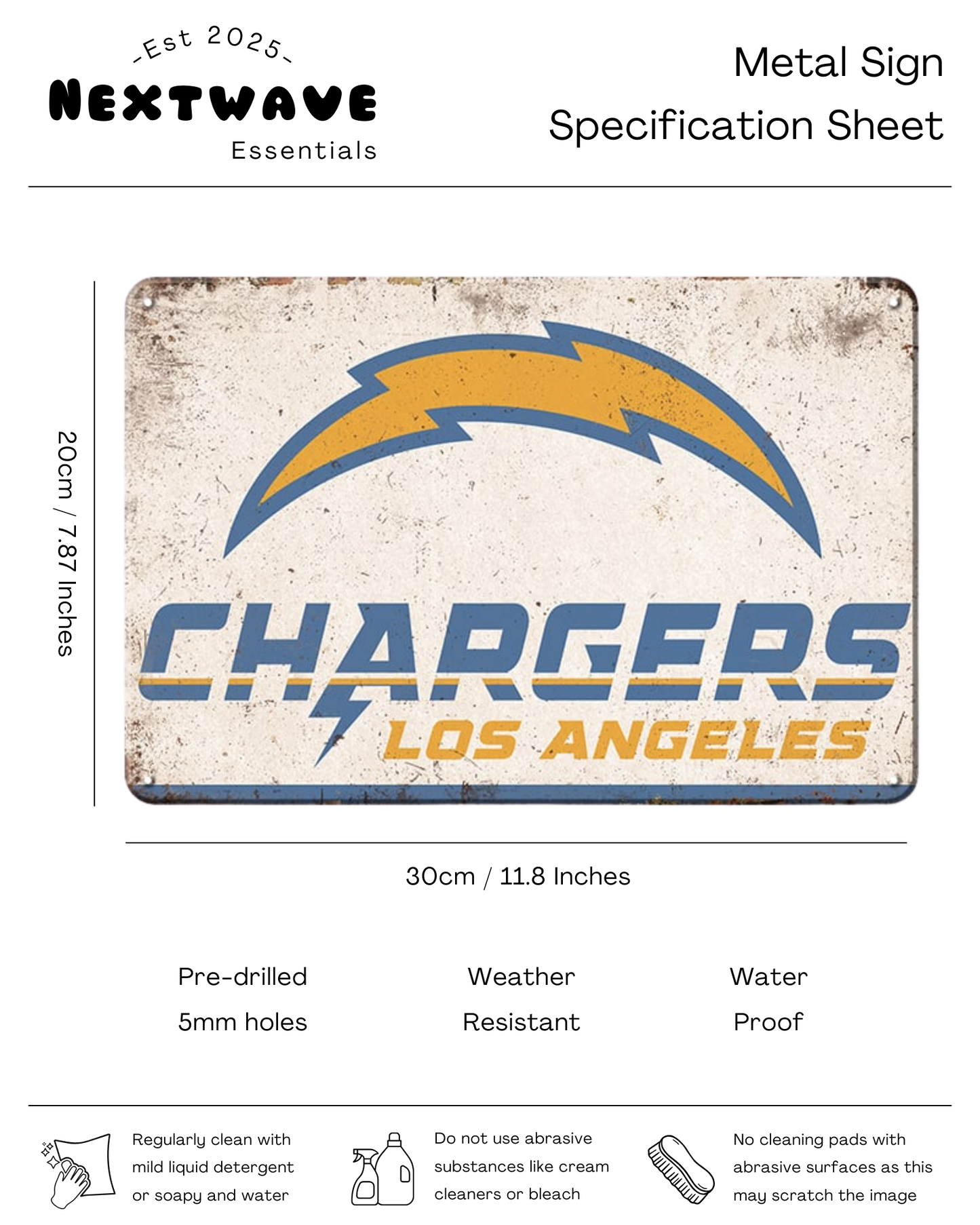 Los Angeles Chargers Logo – Metal Sign