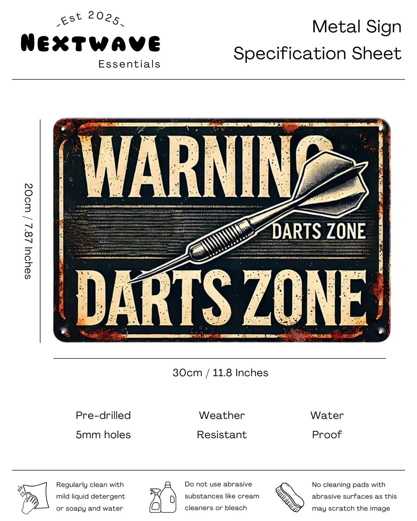 Warning Darts Zone – Metal Sign
