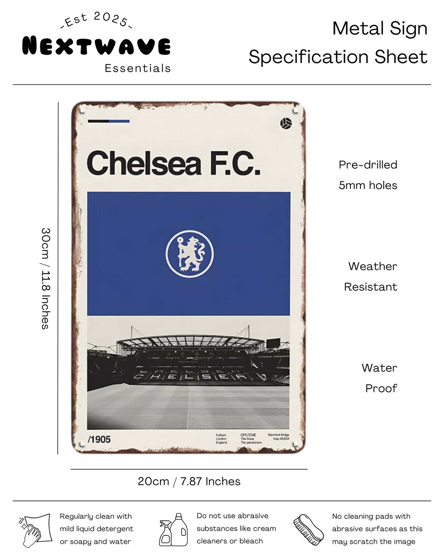 Chelsea FC Stadium Retro Sign – Metal Sign