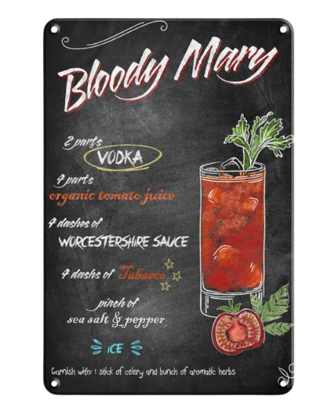 Bloody Mary Recipe β Metal Sign