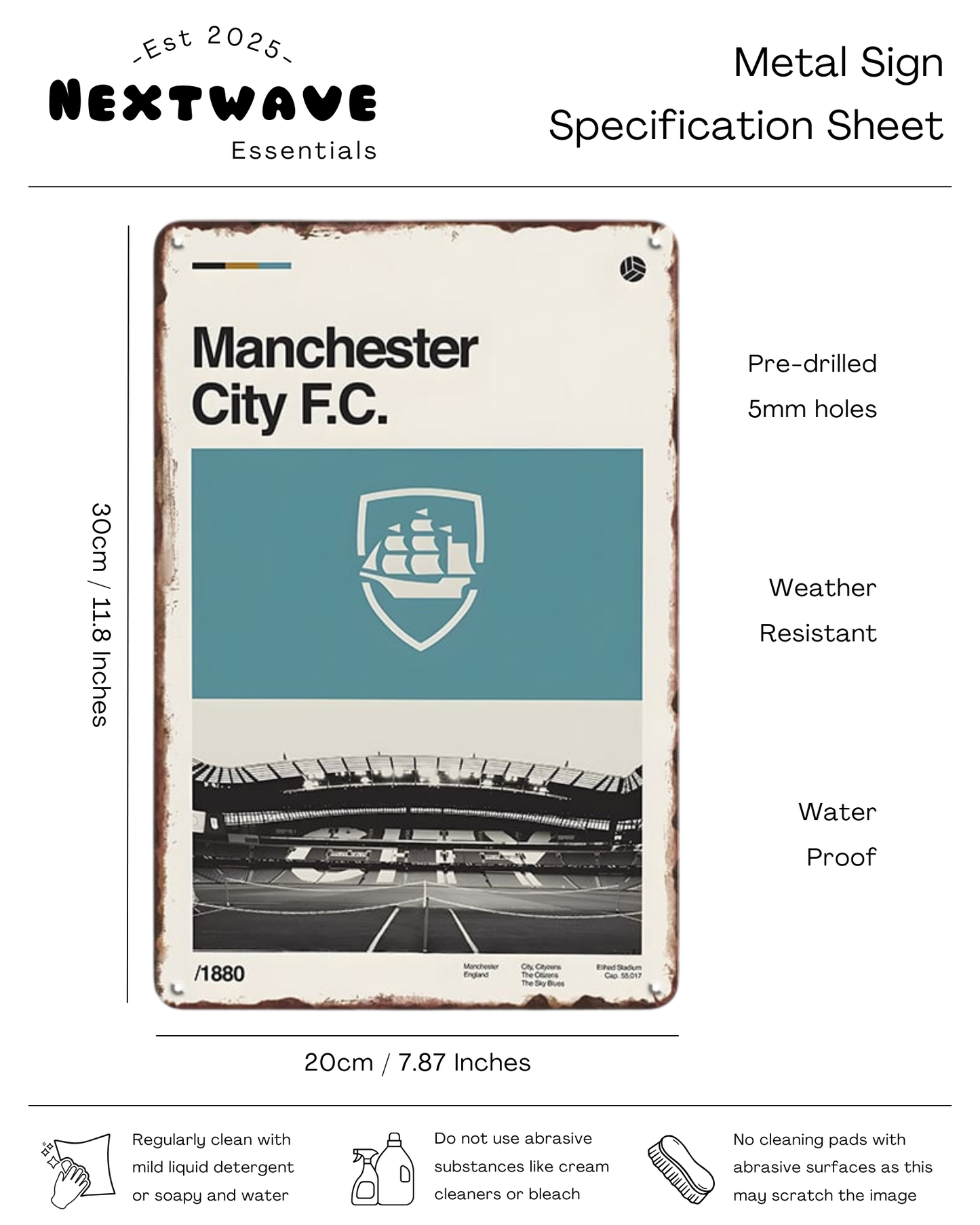 Manchester City FC Retro Stadium Sign – Metal Sign