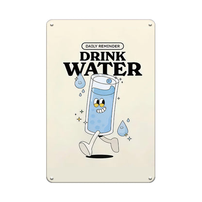 Daily Reminder Drink Water - Metal Sign