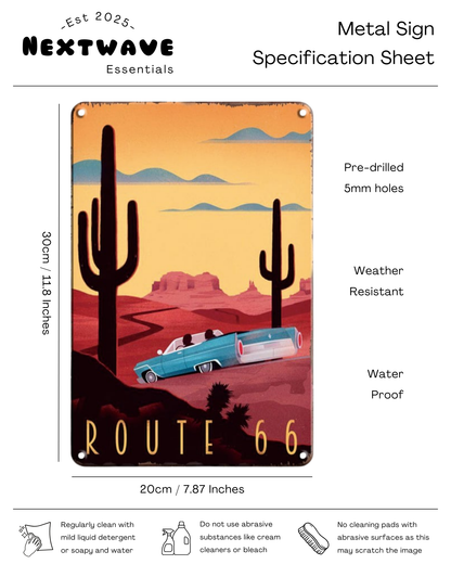 Classic Route 66 Desert Road Trip –  Metal Sign