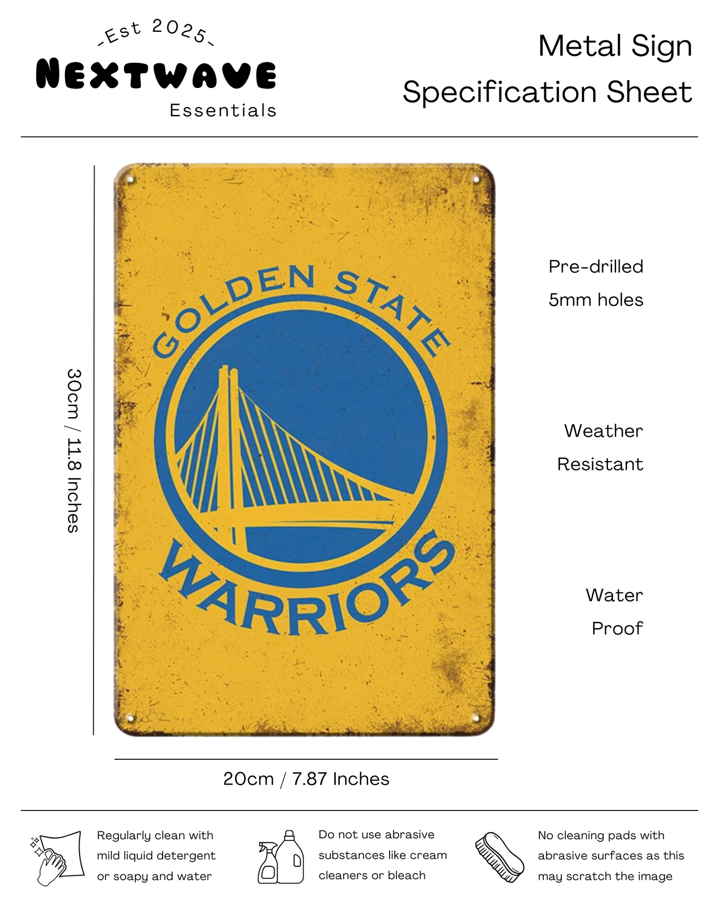 Golden State Warriors Vintage Logo – Metal Sign