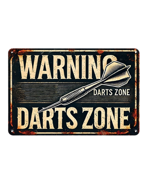 Warning Darts Zone – Metal Sign