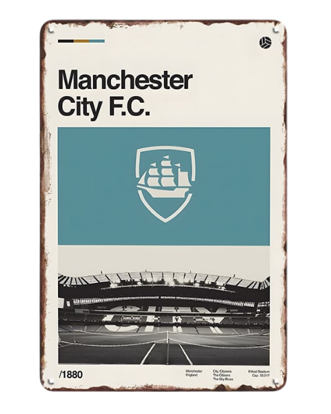 Manchester City FC Retro Stadium Sign – Metal Sign