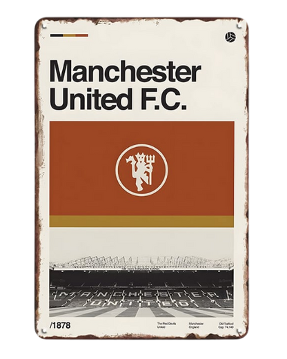 Manchester United FC Retro Logo Sign - Metal Sign