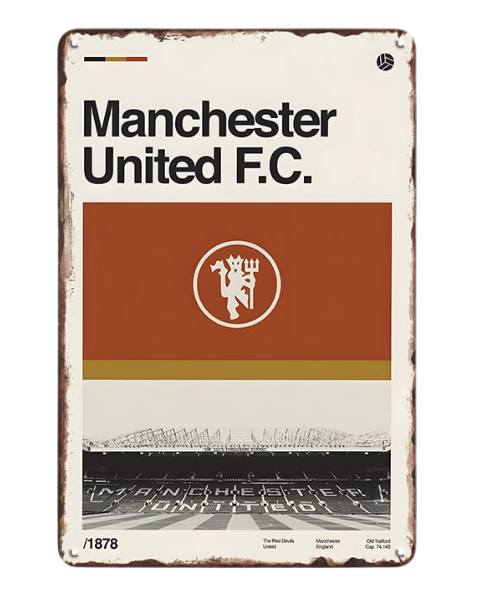 Manchester United FC Retro Logo Sign - Metal Sign