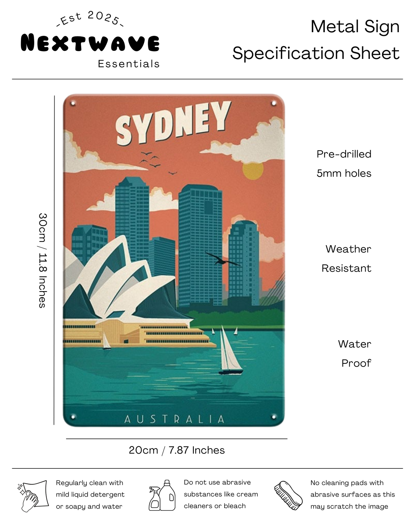 Sydney Skyline Artwork - Metal Sign