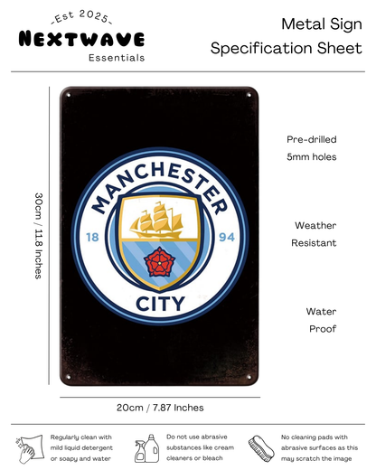 Manchester City FC Logo Sign – Metal Sign