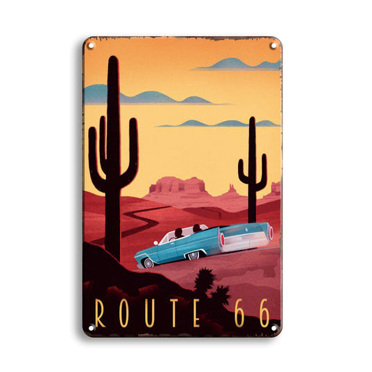 Classic Route 66 Desert Road Trip –  Metal Sign