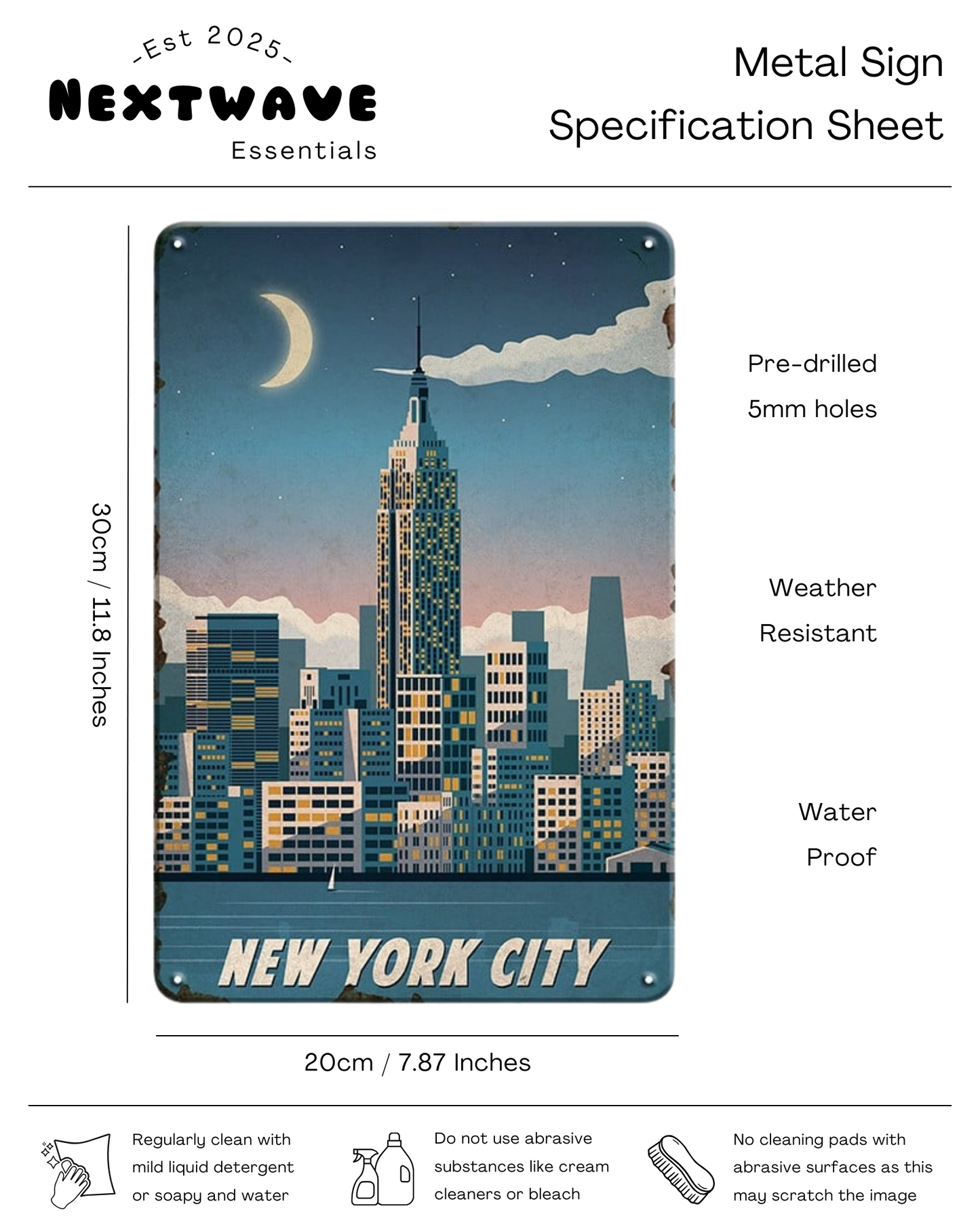 New York City Skyline Artwork - Metal Sign