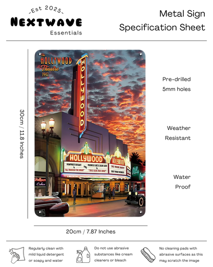 Vintage Hollywood Theatre - Metal Sign