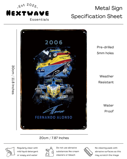 Fernando Alonso 2006 Renault F1 World Champion Tribute – Metal Sign