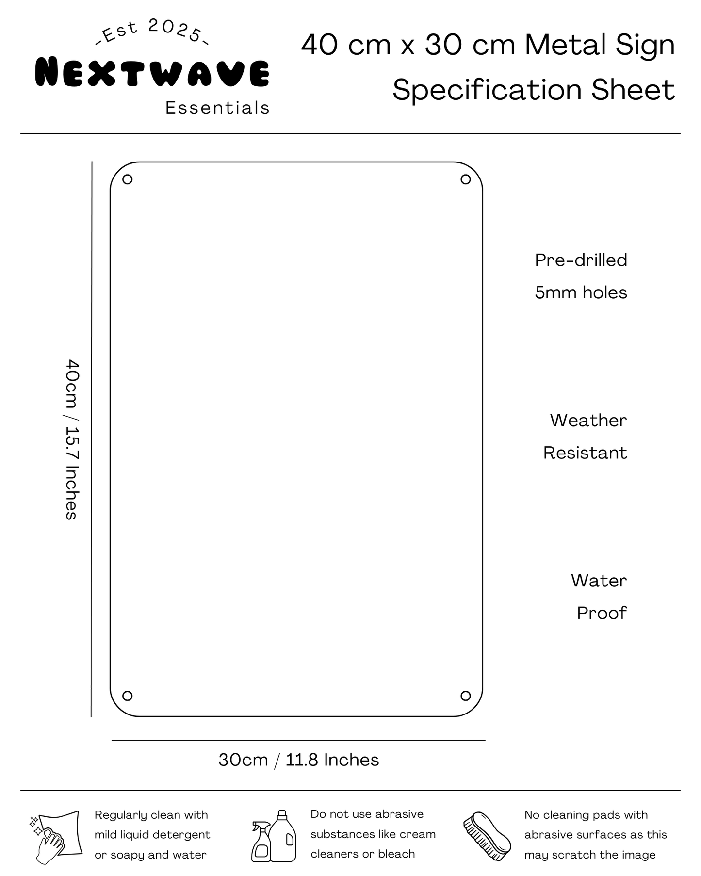 Custom Metal Sign 40 x 30 cm