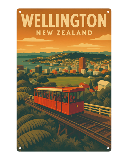 Wellington Cable Car Scenic Art – Metal Sign
