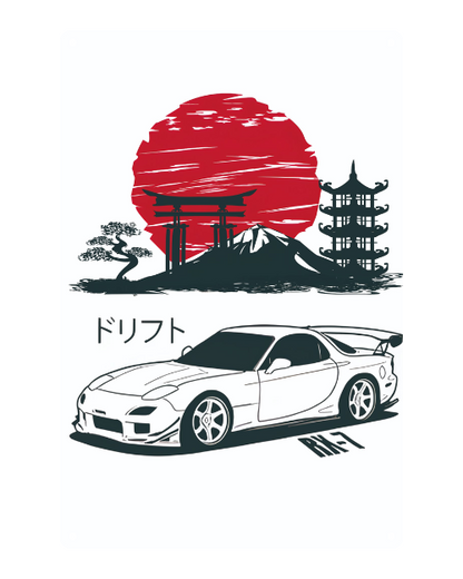 RX-7 with Rising Sun Art – Metal Sign