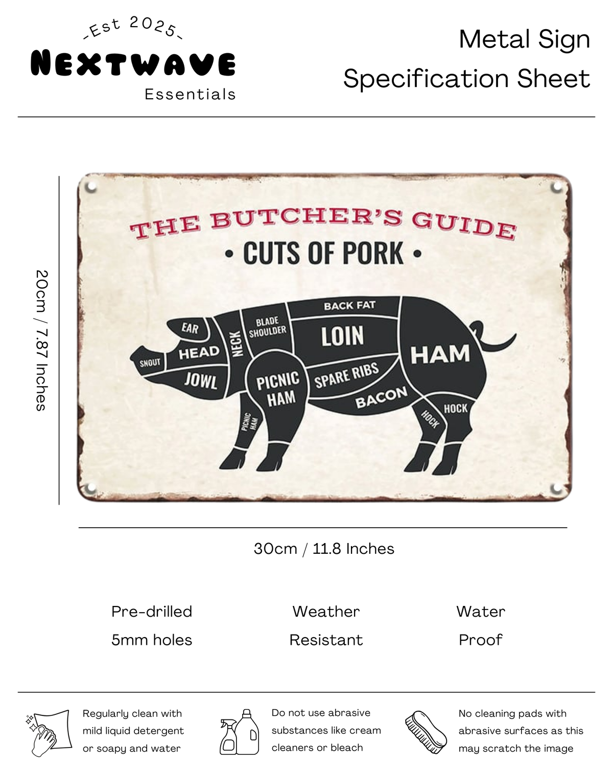 Butcher’s Guide Pork Cuts Vintage Kitchen Decor – Metal Sign – NextWave ...