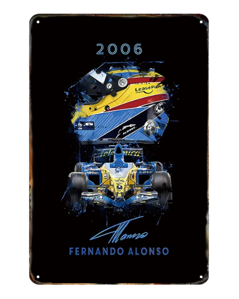 Fernando Alonso 2006 Renault F1 World Champion Tribute – Metal Sign