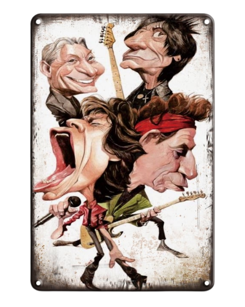 The Rolling Stones Caricature Rock Band Art – Metal Sign