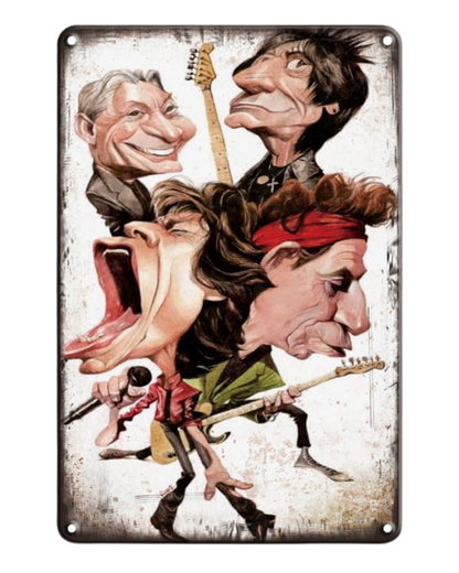 The Rolling Stones Caricature Rock Band Art – Metal Sign