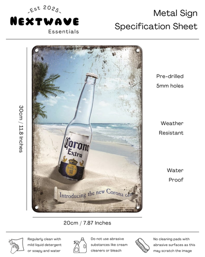 Corona On The Beach – Metal Sign