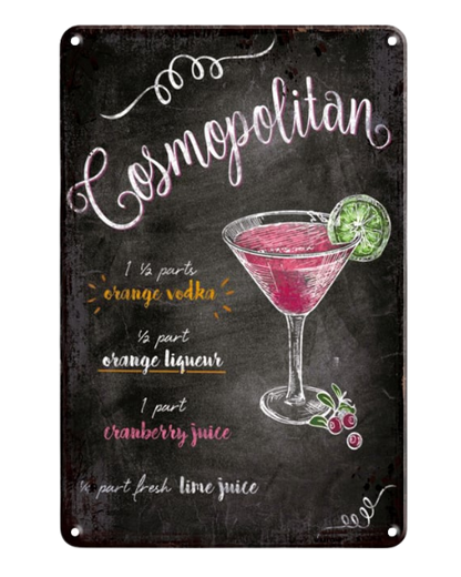 Cosmopolitan Cocktail Recipe Bar Decor – Metal Sign