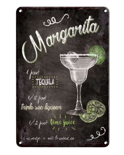 Margarita Cocktail Recipe Bar Decor – Metal Sign