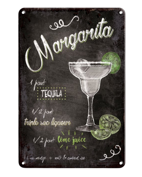 Margarita Cocktail Recipe Bar Decor – Metal Sign