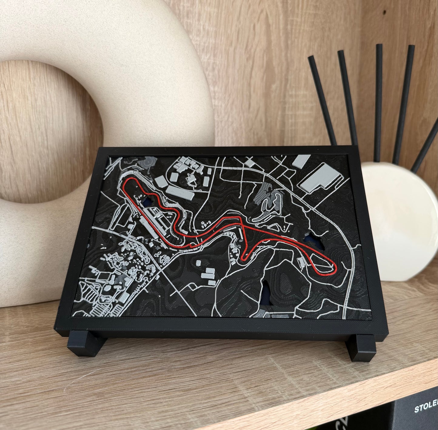 F1 Inspired Circuit Terrain Maps - 3D Printed Formula 1 Track Displays with Stand