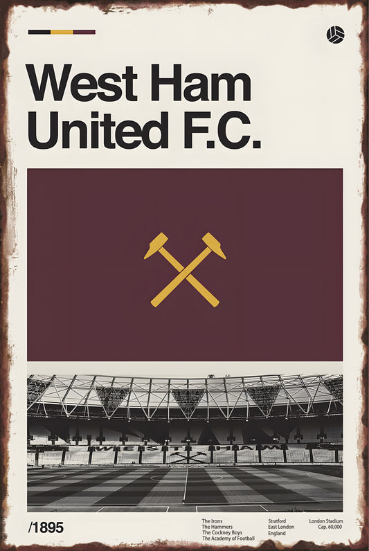West Ham United FC London Stadium Poster – Metal Sign
